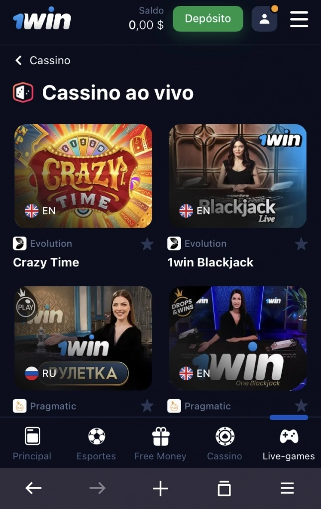 1win brazil live